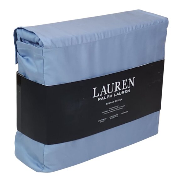 Lauren Ralph Lauren Dunham Sateen Cotton Double Full Sheet Set Thread Blue Mist - Picture 2 of 7